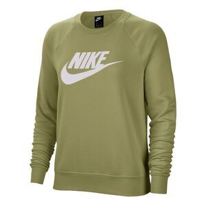 Nike Women's Sportswear Essential Logo Fleece Sweatshirt - Size Small Olive/whit